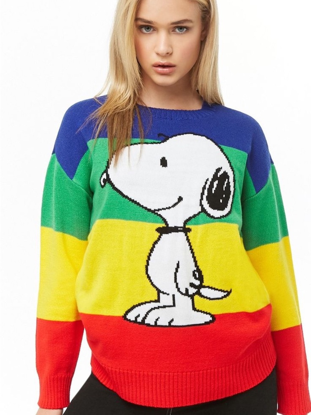 Colorful stripped Peanuts snoopy sweater